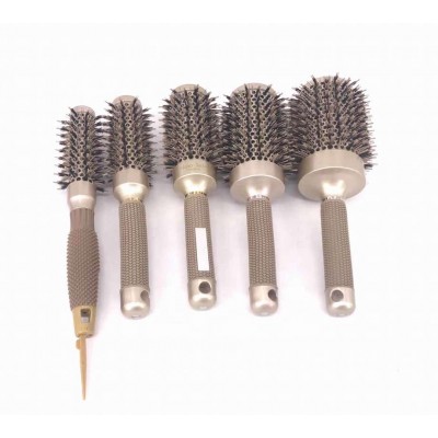 New styling round aluminum ionic mixing boar bristle hair brush with pin