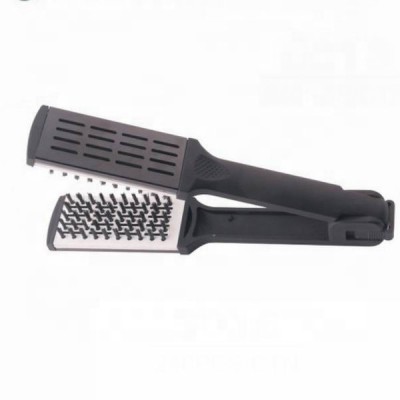 Double sided hair straightener brush ceramic boar bristle hair brush