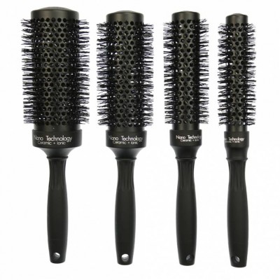 OEM Design Round Ceramic Long Aluminum Barrel Hair Straightener Brush