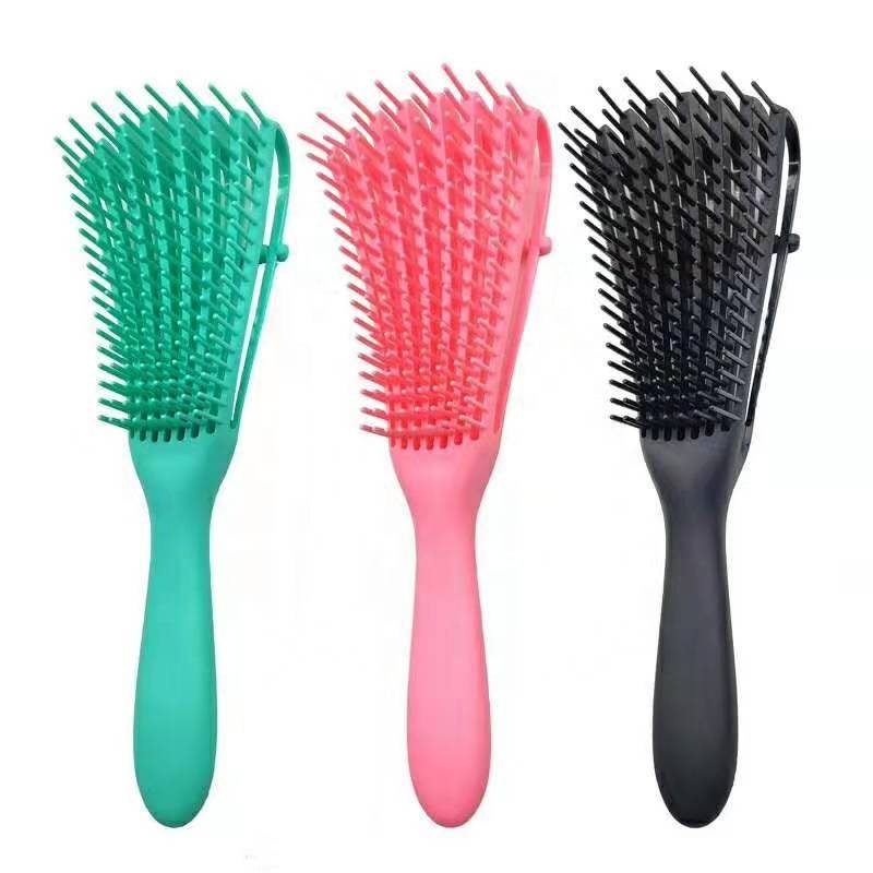 Professional custom detangle hair brush eight moving arms curved vent fast drying detangling hairbrush