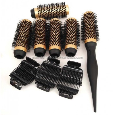 New Detachable Heads Round Ceramic Nylon Hair Brush With Pvc Bag