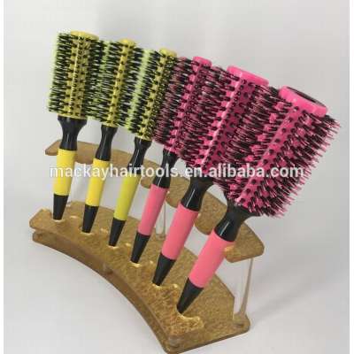 wooden handle boar bristle round hair brush