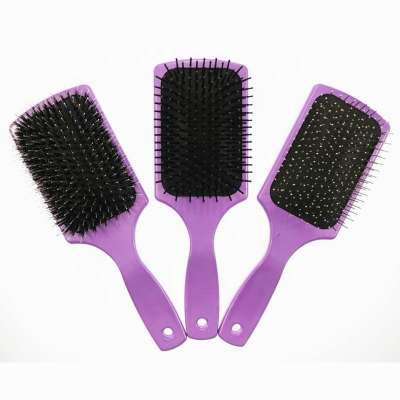 professional customize massage hair brush purple color boar  bristle logo hair brushes for women