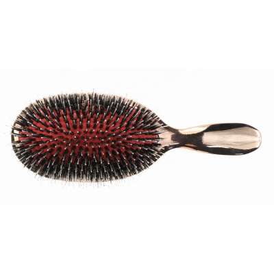 High quality gloss chrome color pig hairbrush custom logo brush for natural hair