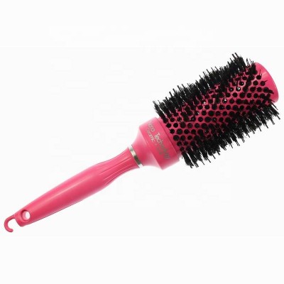 Wholesale boar hair mix nylon bristle round hair brush customized printing logo